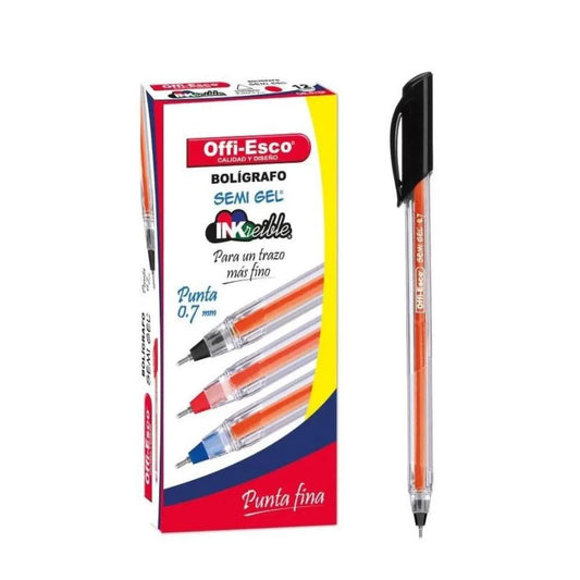 BOLIGRAFO OFFI SEMIGEL NEGRO X 12 UND