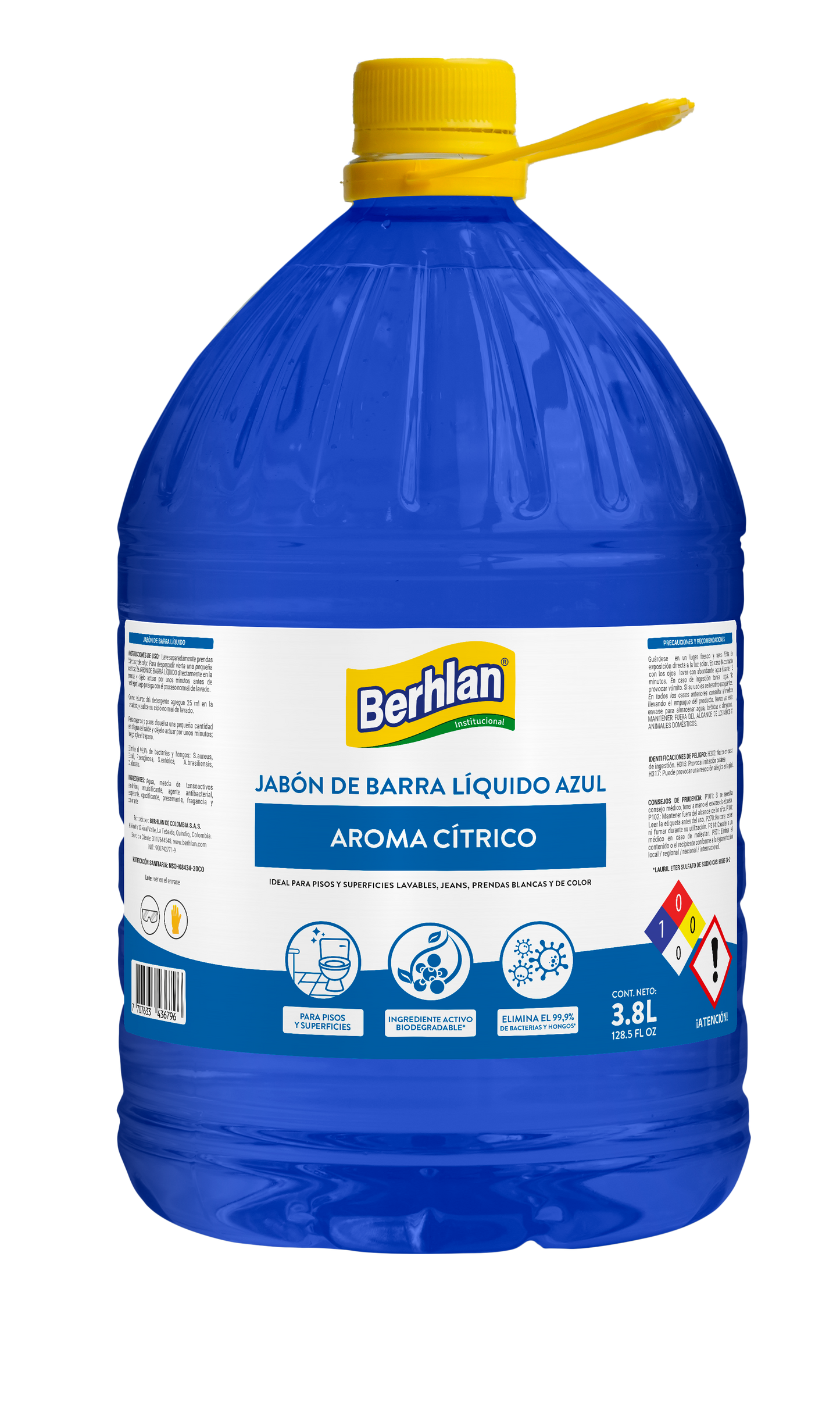 JABON BARRA LIQUIDO AZUL BERHLAN X 3800M