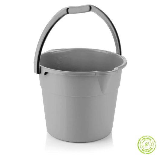 BALDE PLASTICO GRIS M/R ESTRA DE 10 LTS
