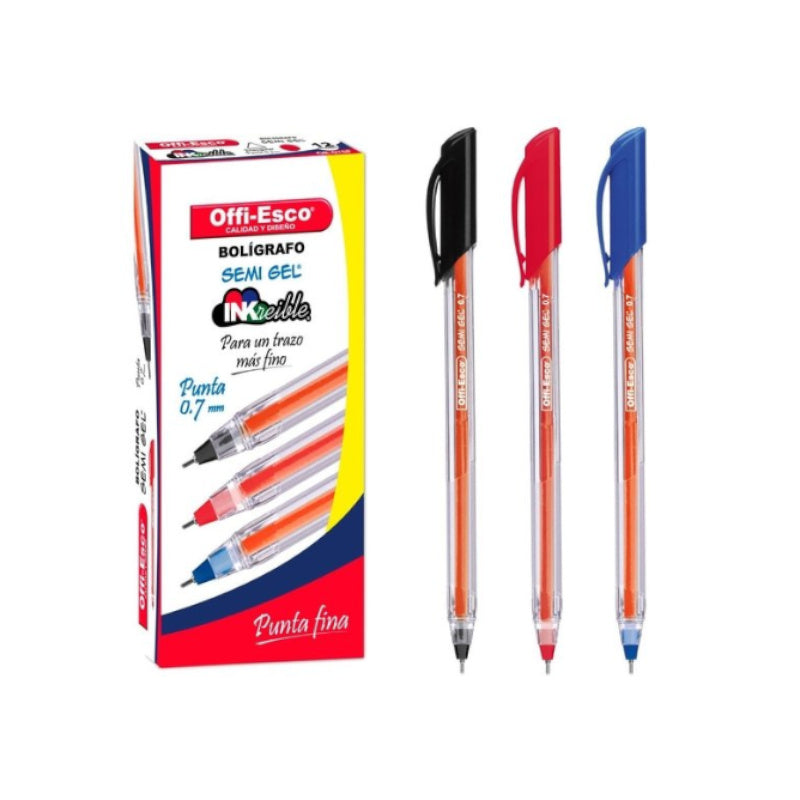 BOLIGRAFO OFFI SEMIGEL COLOR X 12 UND