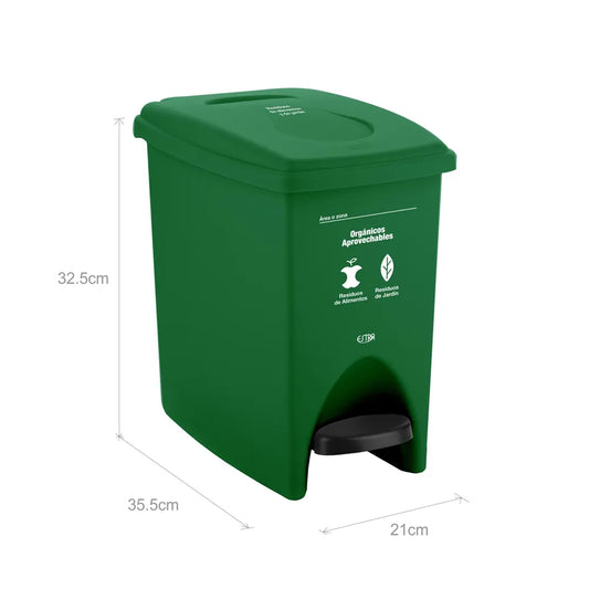 PAPELERA PEDAL M/R VERDE ESTRA DE 10 LTS