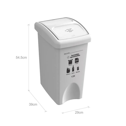 PAPELERA VAIVEN M/R BLANCA ESTRA DE 35 L