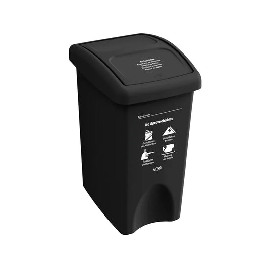 PAPELERA VAIVEN M/R NEGRA ESTRA DE 35 LT