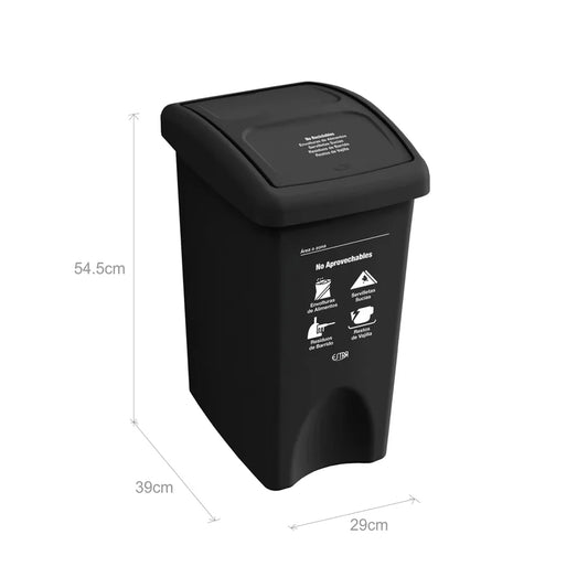 PAPELERA VAIVEN M/R NEGRA ESTRA DE 35 LT