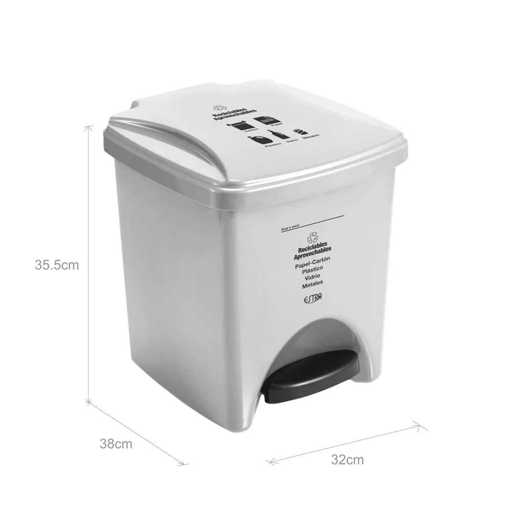 PAPELERA PEDAL M/R BLANCA ESTRA DE 20 LT
