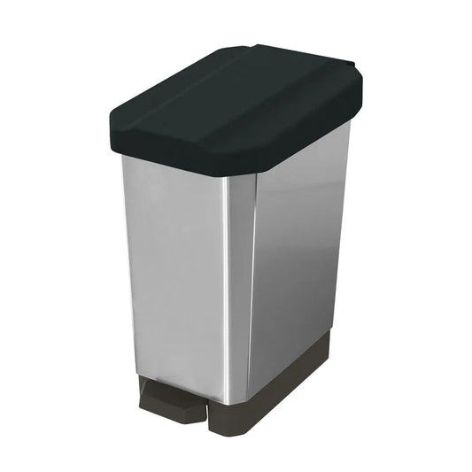 PAPELERA METAL PEDAL NEGRA ESTRA DE 10LT
