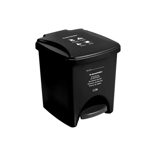 PAPELERA PEDAL M/R NEGRA ESTRA DE 20 LTS