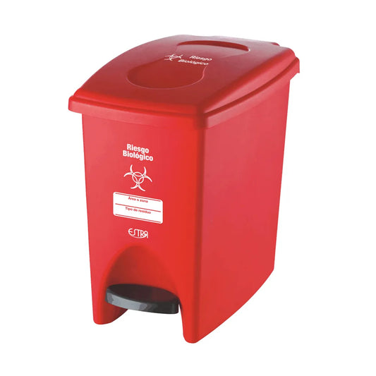 PAPELERA PEDAL M/R ROJA ESTRA DE 10 LTS