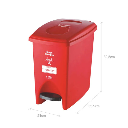 PAPELERA PEDAL M/R ROJA ESTRA DE 10 LTS