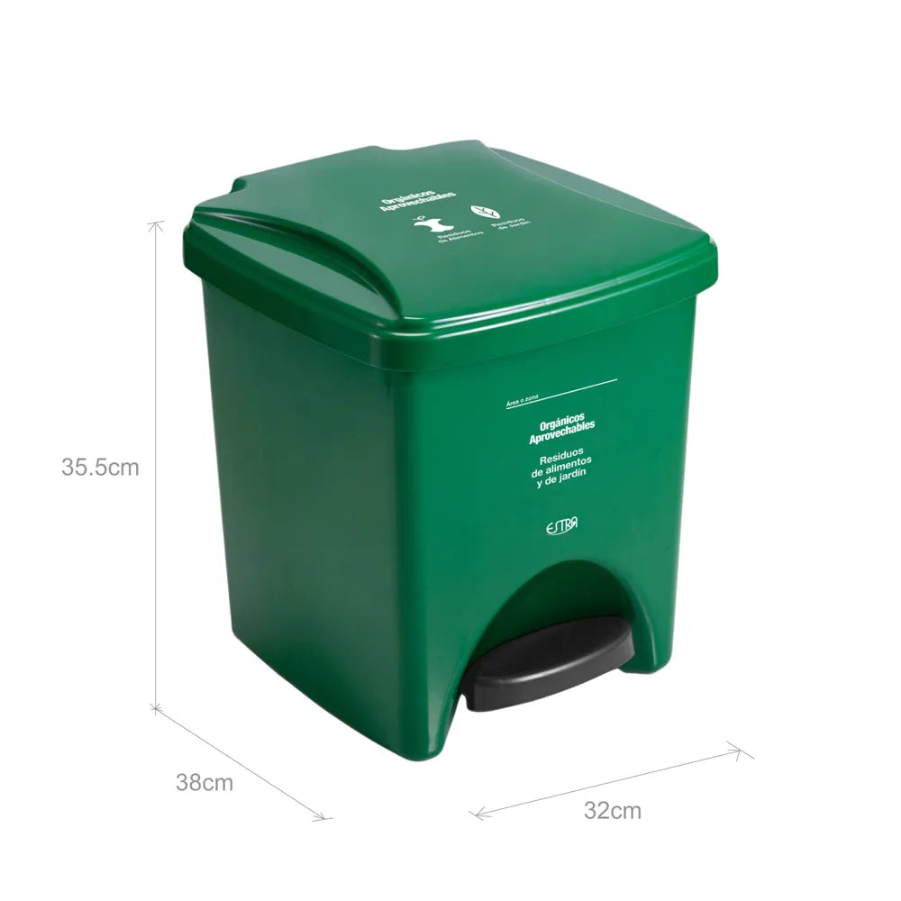 PAPELERA PEDAL M/R VERDE ESTRA DE 20 LT