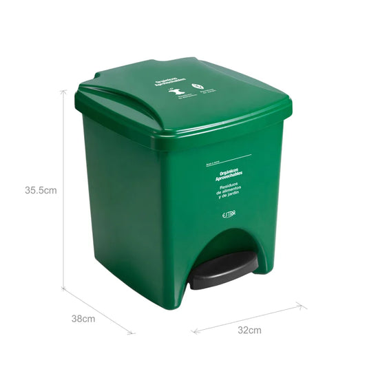 PAPELERA PEDAL M/R VERDE ESTRA DE 20 LT