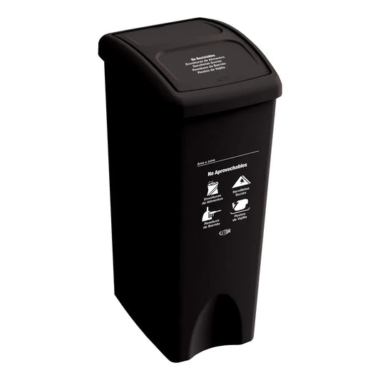 PAPELERA VAIVEN NEGRA M/R ESTRA DE 53 LT