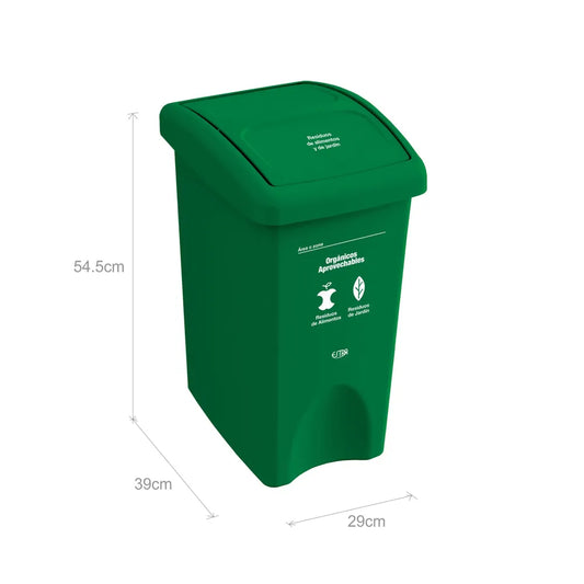 PAPELERA VAIVEN M/R VERDE ESTRA DE 35 LT