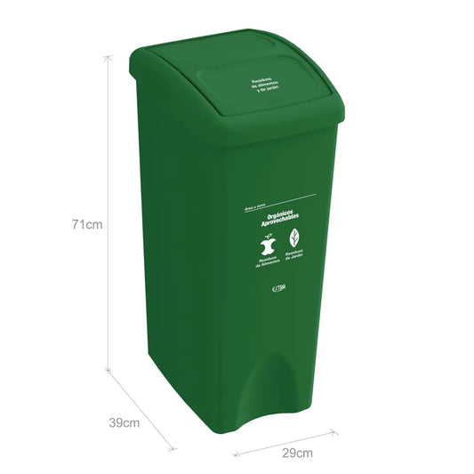PAPELERA VAIVEN M/R VERDE ESTRA DE 53 LT