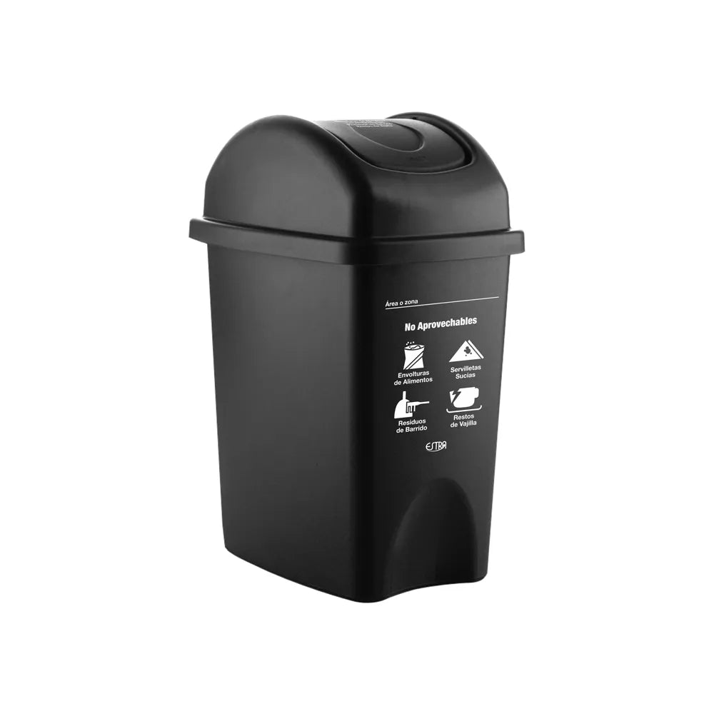 PAPELERA VAIVEN NEGRA M/R ESTRA DE 10 LT