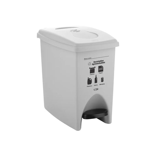 PAPELERA PEDAL M/R BLANCA ESTRA DE 10 LT
