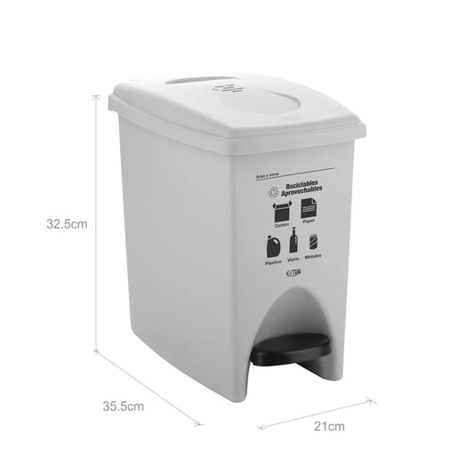 PAPELERA PEDAL M/R BLANCA ESTRA DE 10 LT