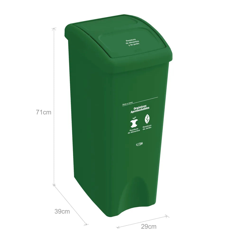 PAPELERA VAIVEN VERDE M/R ESTRA DE 53 LT